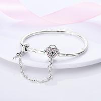 Pulsera De Plata Esterlina 925 Para Mujer Con Encantos De Corazón Llave Clover De Cuatro Hojas Cadena De Serpiente Pulsera Original DIY Joyería - details 5