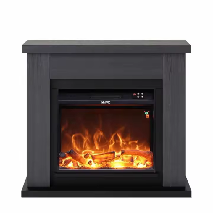 Mpc Camino Asciano Chimenea De Suelo With Marco y Quemador Electrico 1500W Gris Efecto Llama Led Real Diseno With Lineas Limpias En Madera Mdf De Calidad Fácil De Coloca Mando a Distancia - 1