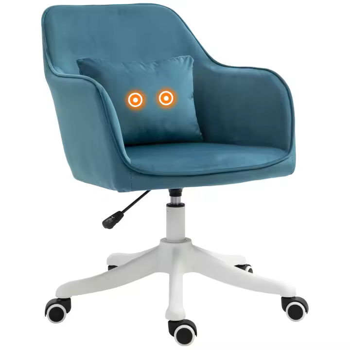 HOMCOM Silla de oficina de terciopelo Silla de escritorio de masaje Cojín lumbar incorporado Altura ajustable Giratorio 360° - 1