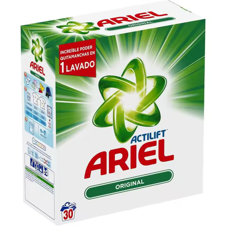 ARIEL Detergente en polvo maleta 30 cacitos 1.95kgs - 1