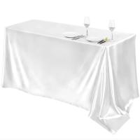 Mantel De Seda Blanca Rectangular Para Bodas Y Fiestas De Bebés Cubierta De Mesa Para Restaurante Y Festivales Decoración De Mesa Del Comedor - details 2