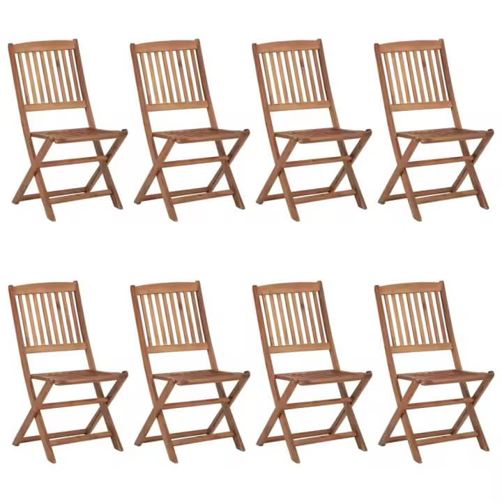 Sillas de exterior plegables 8 uds madera maciza acacia - 1