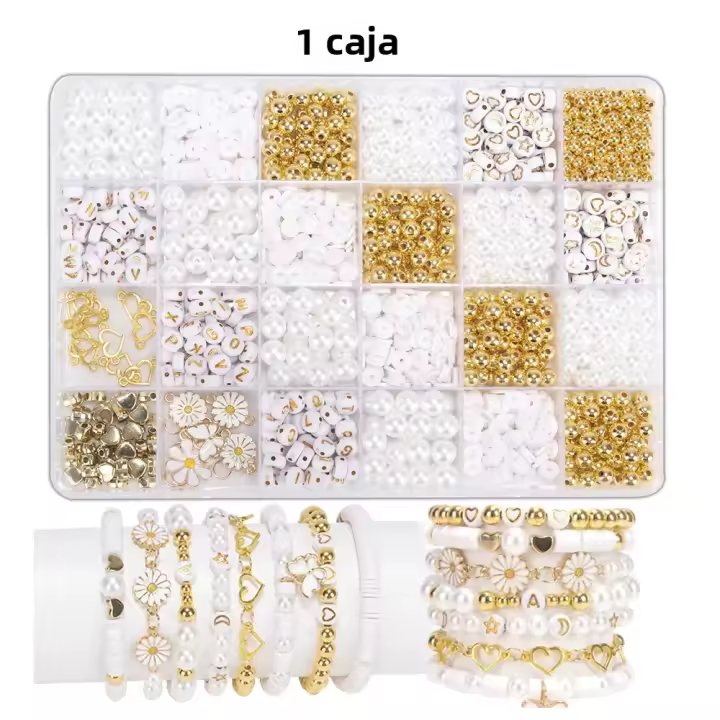 Kit De Hacer Pulseras Con Bolas De Arcilla DIY Bolas Planas Para Joyería De Amistad Con Encantos Regalos Para Niñas Material Acrílico - 1