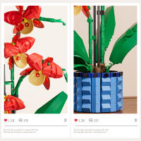 Juego De Construcción Creativo De Bloques MOC Con Bouquet De Flores Y Bonsái Orquídea Modelo De Plantas Puestas En Vaso Decoración Para El Hogar Juguetes Para Niños Regalos - details 4