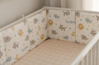 LALA - Ropa de Cama para Cuna de Bebe, ropa de Cama para recien nacidos, Valla anticolisión para Bebe, Algodón, color caquí, León, 30x30x6, Pieza Entra Lavada. - details 3