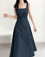 Vestido Largo De Hombros Sin Mangas Estilo Francés Vintage Para Mujer REALEFT Verano 2025 Vestido A-Line Recto Casual De Cuello Cuadrado Midi Zipper - details 14