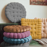 NQT Cojines para Silla Redondos/Cuadrados/ Forma de Galleta 40cmØ - Cojín de Asiento Suave y Cómoda, Ideal para Decoración de Hogar y Terraza (Rosa/Beig/Amarillo/Azul/Gris/Marrón, Pack 2, Pack 4) - details 1