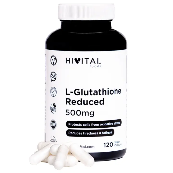 L-Glutatión Reducido 500 mg. 120 cápsulas veganas para 4 meses. Hivital - 1