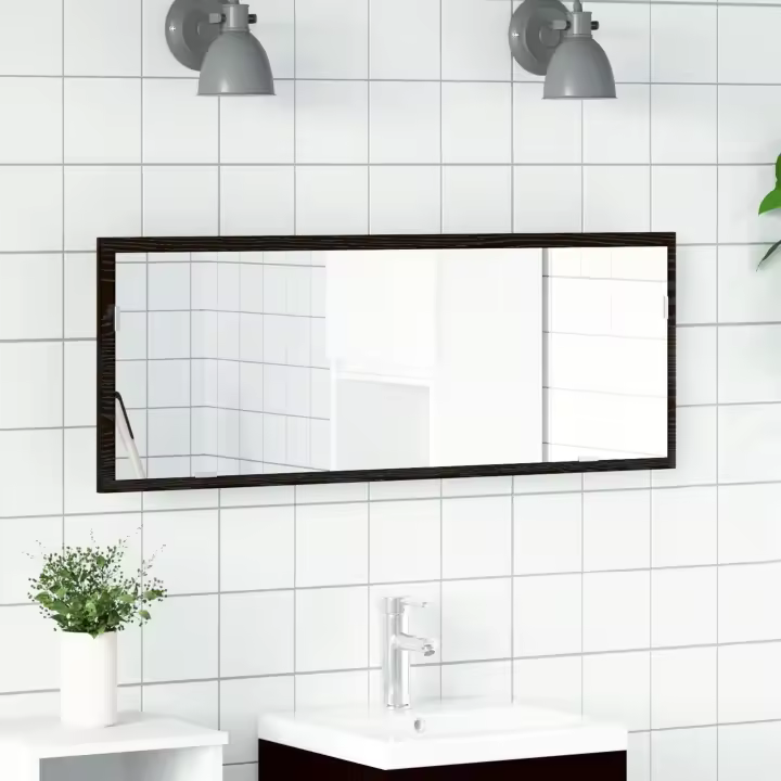 Espejo de baño LED vidaXL Negro Roble 100x8,5x37 cm Madera de ingeniería - 1