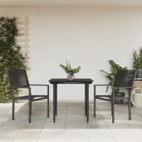 vidaXL Juego de comedor para jardín 3 piezas acero y textilene negro - details 0