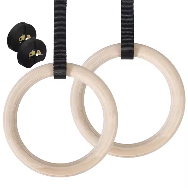 CANNON Anillas de Gimnasia Cross Training de Madera - 28 mm de Grosor, Antideslizante y Resistente, Incluye Correas Ajustables y Hebilla Metálica Irrompible para Entrenamiento de Fuerza y Fitness en Interior y Exterior, Soporta hasta 450 kg - Cannon - 1