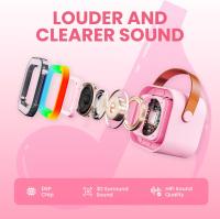 Máquina de karaoke para niños adultos, mini altavoz portátil Bluetooth con 2 micrófonos inalámbricos, juguetes para niños regalos de cumpleaños fiesta familiar en casa (rosa) - details 0