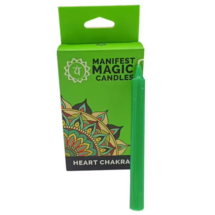 3 x Velas Mágicas para Rituales, Verde - Chakra Corazón (Anahata), Para Meditación, y Trabajo Energético; Ayuda a Desbloquear y Equilibrar los Chakras, 36 Unidades, AWArtisan - 1