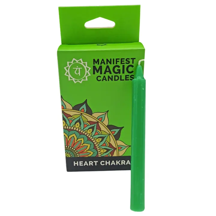 3 x Velas Mágicas para Rituales, Verde - Chakra Corazón (Anahata), Para Meditación, y Trabajo Energético; Ayuda a Desbloquear y Equilibrar los Chakras, 36 Unidades, AWArtisan - 1