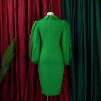 Vestido Elegante Para Oficina Para Mujer Profesional Con Cuello En V Y Diamantes Ajustado Silueta De Saco Midi Formal Vestido De Trabajo - details 12