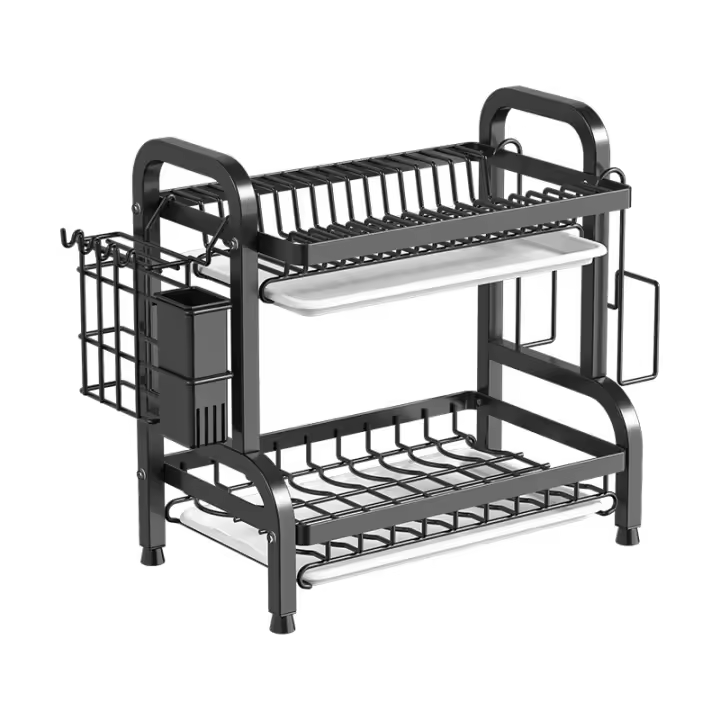 Escureplatos Maple Inoxidable para Fregadero con Soporte para Utensilios Extraible, Portavasos y Estante de Secado - Escurridor de Platos Función de Drenaje Automtico-Excurre Platos - 1