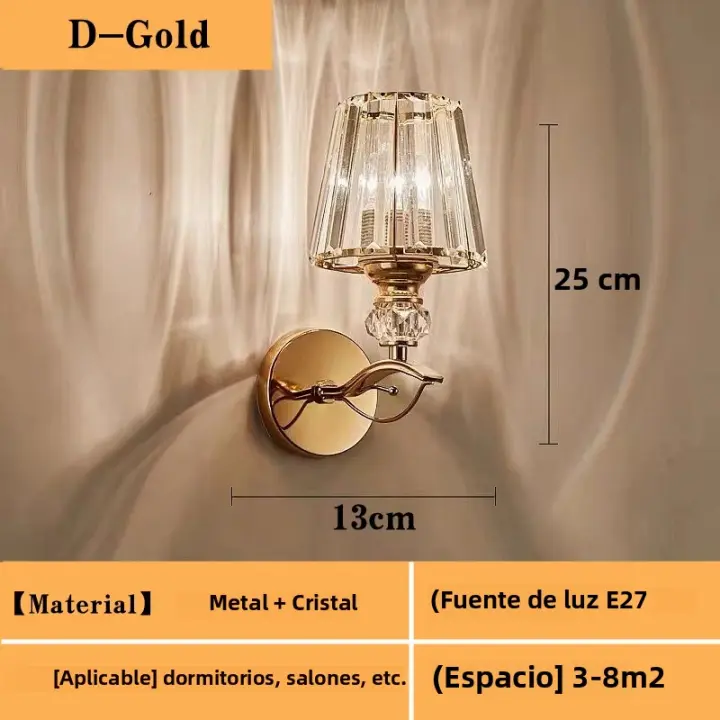 Lámpara De Pared Minimalista Metálica Con Cristal Iluminación Nordic Para Interior Energía-Económica Para Dormitorio Y Sala De Estar LED Incluido - 1