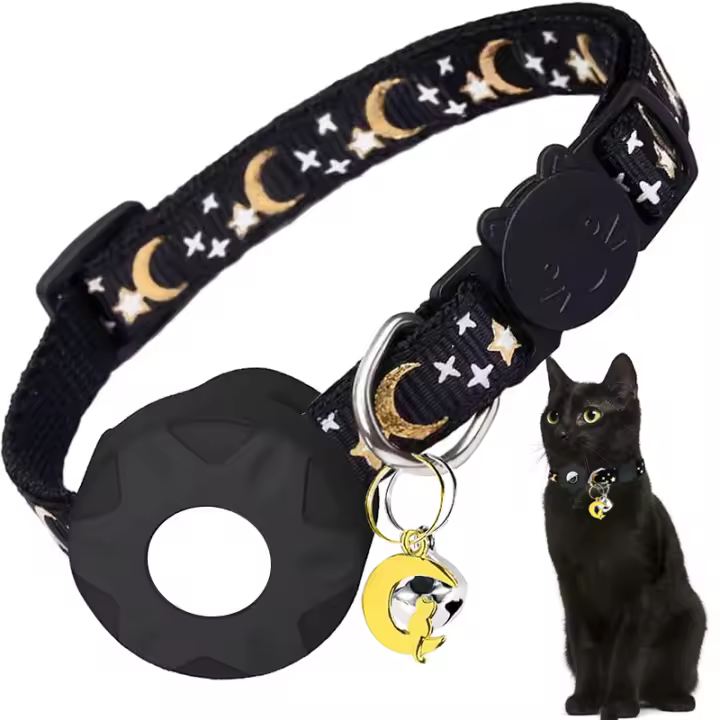 Collar De Gato Pequeño Con Portador De AirTag Y Adorno De Luna Adecuado Para Gatos Chicos Y Chicas Perros Pequeños Accesorios Para Gatos - 1