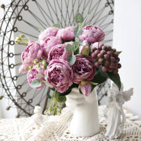 1 Rama De Púas De Seda En Blanco Para Decoración De Hogar Accesorios De Boda Fiesta DIY Pompones Rosas Artificiales Plantas Falsas Para Scrapbook - details 12