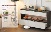 150x35x89. Aparador de Diseño de Mármol Negro de 5 cm with Espacio de almacenamiento Abierto, 4 bolsos E iluminación LED, Marco metálico Resesto y antiinclinación, muebles de almacenamiento Elegantes in Cocina, Sala de estar - details 0