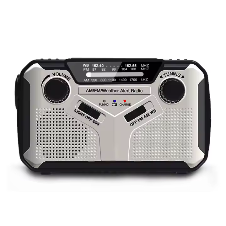 Radio multifunción manivela Solar USB FM/AM Radios meteorológicas linterna de emergencia banco de energía Radio de alto volumen de muy calidad - 1