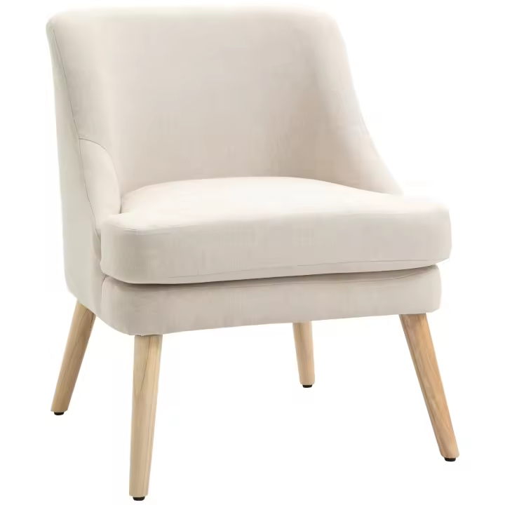 HOMCOM Silla de comedorL Silla de cocina con reposabrazos Silla tapizada Silla de salón Silla de oficina para sala de estar Dormitorio Diseño moderno Toque de lino Madera 63 x 69 x 79,5 cm - 1