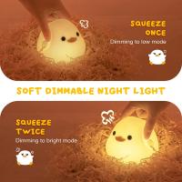 Lámpara Nocturna De Silicona En Forma De Pato LED Recargable Por USB Para Decoración De Habitación De Niños Con Interruptor Táctil Regalo De Cumpleaños - details 6