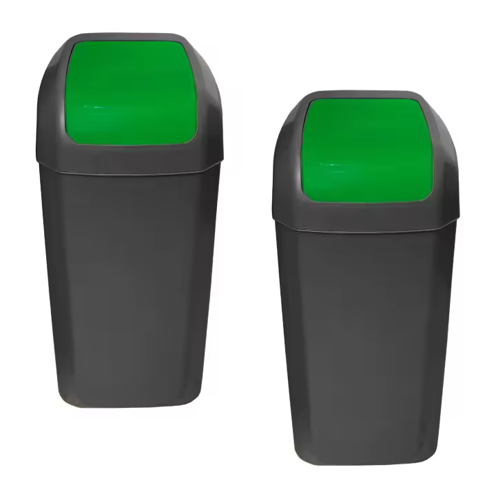 Wellhome Set de 2 Cubos Amarillos - Papeleras con Tapa Basculante 15l/u - 1