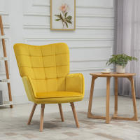 Sillón Cecodadi Sillón orejero con reposabrazos, tapizado, moderno, Tecnológico, experiencia inteligente, Estructura de Madera Chaise longue tapizada Efecto terciario, chaise longue de salón, dormitorio, Amarillo - details 0