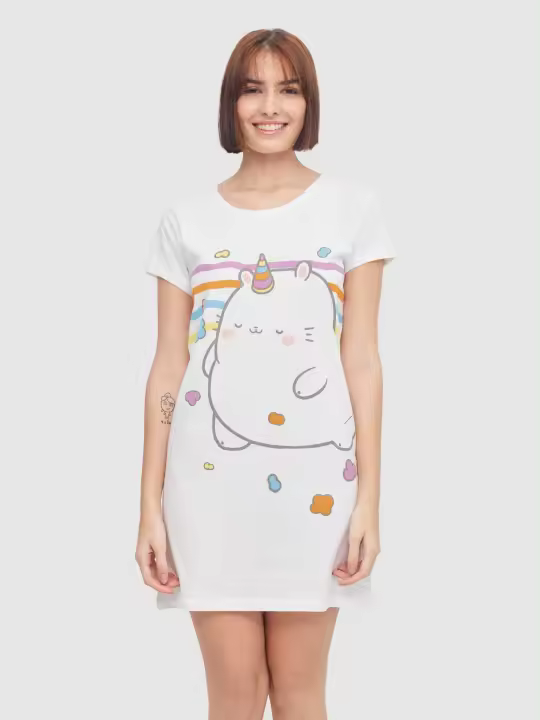 Camisón de manga corta con estampado de gato unicornio INSIDE - 1