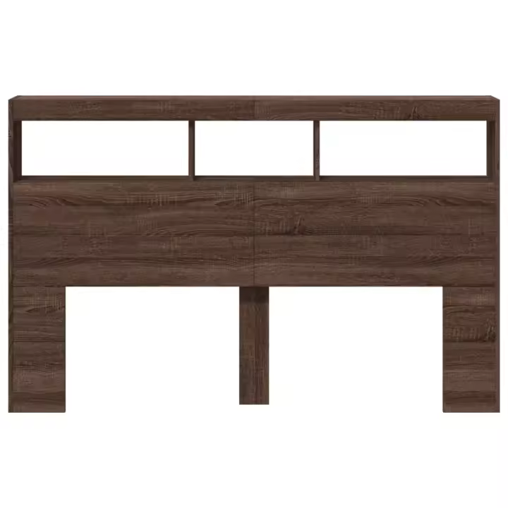 vidaXL Cabecero de cama con luz LED marrón roble 160x17x102 cm - 1