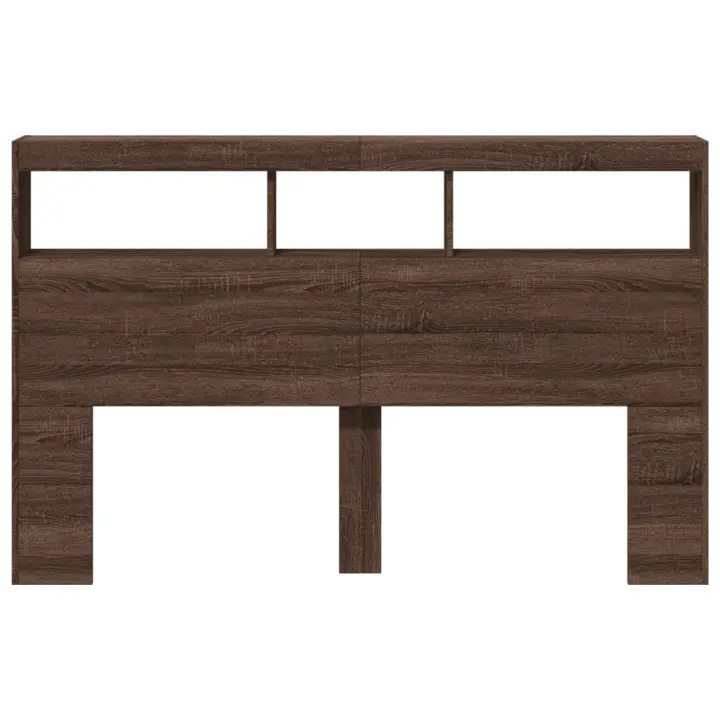 vidaXL Cabecero de cama con luz LED marrón roble 160x17x102 cm - 1