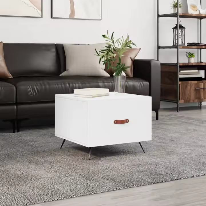 vidaXL Mesa de centro madera de ingeniería blanca 50x50x40 cm - 1