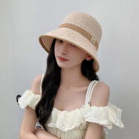 Sombrero De Pescador De Paja Panamá Para Mujer Protección UV Plegable Estilo De Olla De Verano Con Costuras Huecas - details 2