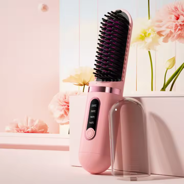 PORCHEDDU Ventilador de pelo recto sin Cuerda para Mujeres, peine de pelo recto Eléctrico recargable, mini alisador de pelo - 1