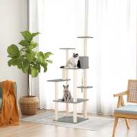 vidaXL Rascador para gatos con postes de sisal 153 cm torre para gatos Color Crema,  Gris claro,  Gris oscuro y mas - details 1