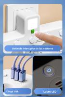 Enchufe Multifuncional Con USB Tipo C Y Cargador Rápido PD Puerto EU Plug AC Salidas Extension Cord Electrical Filtro De Red Adaptador - details 4