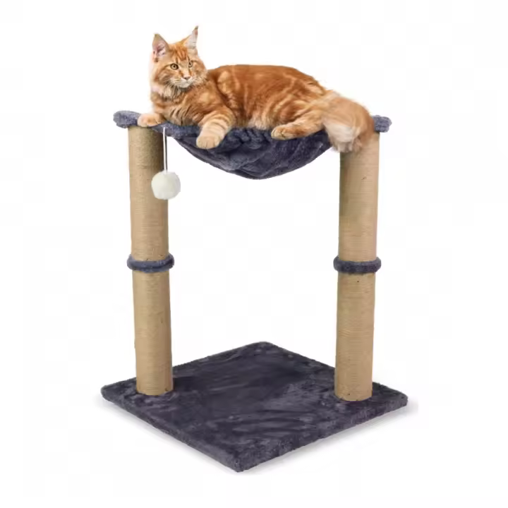 Rascador para Gatos Milo Mobiclinic® Pets Diseño 2 en 1 Hamaca y rascador 40 x 40 x 50 cm Resistente Fácil de Limpiar Cama Gatos Portátil y Ligero Soporte 10 kg Bola para Jugar Gris - 1