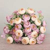 1 Bouquet De Flores Artificiales Moradas Peonía Y Rosas Para Decoración De Bodas Y Salón De Estilo Otoño Material Seda - details 4
