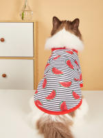 Camiseta Para Perro Con Estampado De Sandía Y Rayas Ropa De Verano Para Mascotas Moda Transversal Adecuada Para Perros Y Gatos - details 1