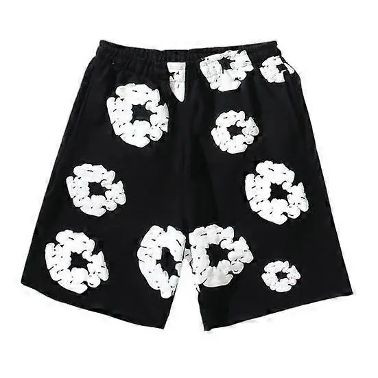 Summer Men Shorts Flower Print Drawstring Elastic Waist Loose Pockets Pleated Vacation Beach Sport Casual Homewear Short Pants - 1