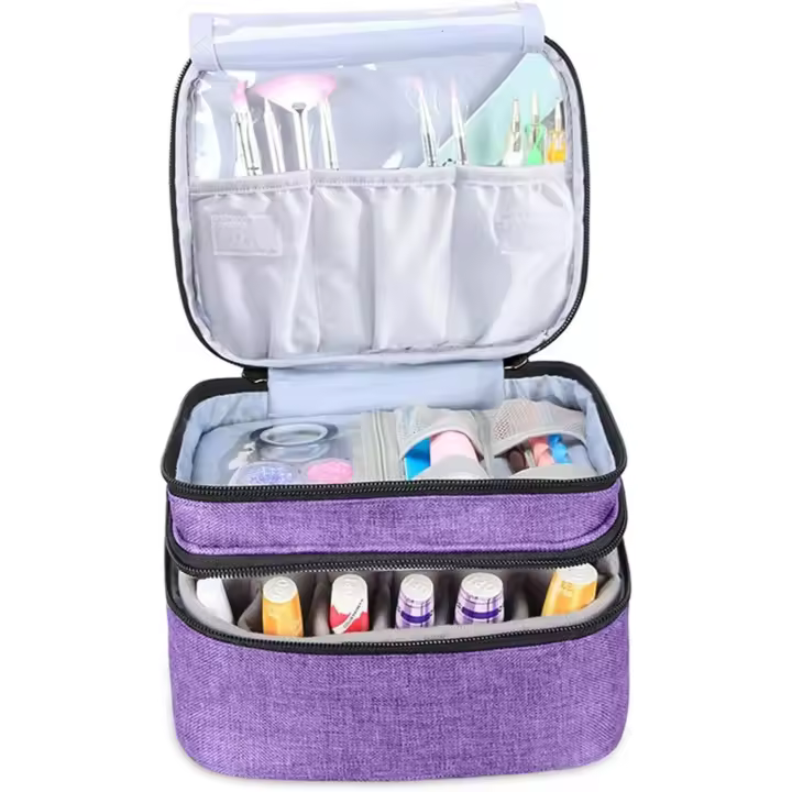 Bolsa de almacenamiento &; Barniz &; Ongles - &; Estuche De Barniz &; Clavos &; Estuche de transporte para esmalte &; Clavos, para organizador de aceites esenciales para aceite de fragancia y accesorios (gris,) 30 botellas - 1