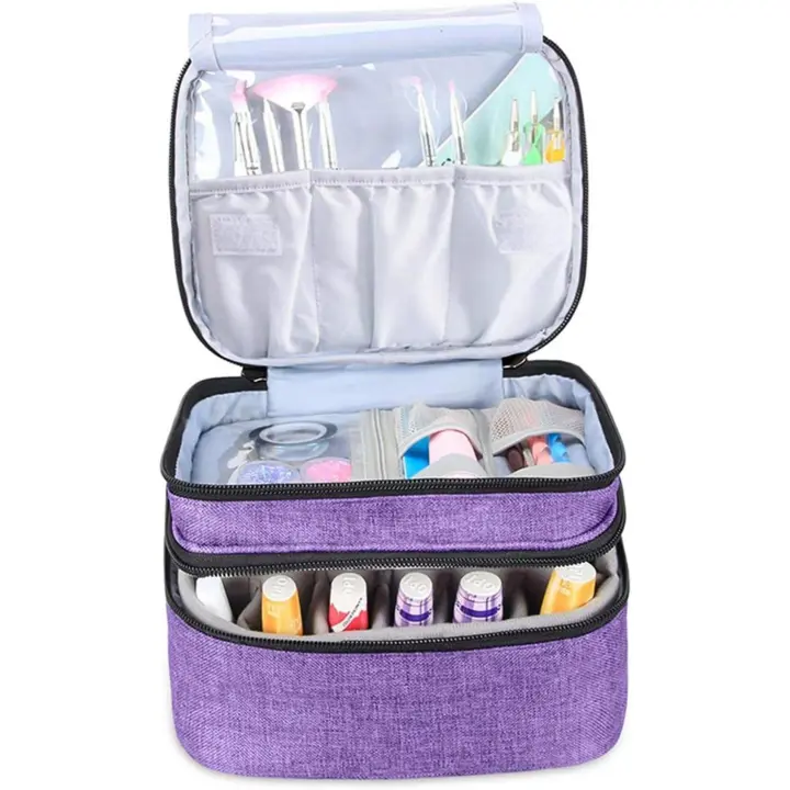 Bolsa de almacenamiento &; Barniz &; Ongles - &; Estuche De Barniz &; Clavos &; Estuche de transporte para esmalte &; Clavos, para organizador de aceites esenciales para aceite de fragancia y accesorios (gris,) 30 botellas - 1