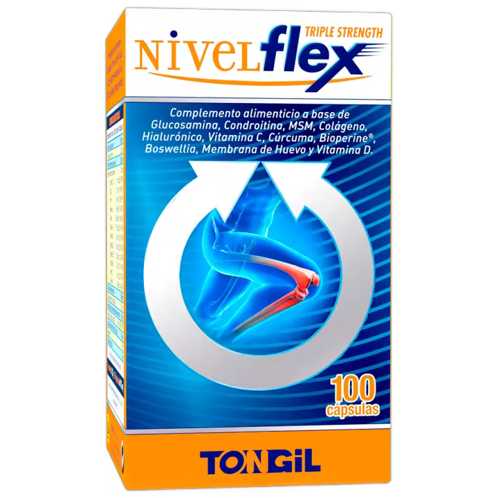 Nivelflex de Tongil 100 cápsulas a base de Glucosamina, Condroitina, MSM, Colágeno, Ácido Hialurónico, Membrana de Huevo, extractos de plantas, vitaminas y minerales. - 1
