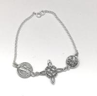 Pulsera Triple Amuleto de Protección con Nudo de Bruja , Escapulario de San Benito y Tetragrámaton - Pulsera amuleto fabricada en Plata de 1ª Ley --40ycuatrojoyeria - details 0