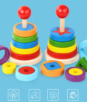 Juguetes Educativos Montessori Para Niños Bloques Arcoíris De Madera Juego De Ensamblaje De Colores Y Formas Entrenamiento De Motricidad Finas Para Bebés Y Niños Pequeños - details 11