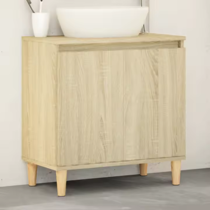 vidaXL Armario de lavabo madera contrachapada roble Sonoma 58x33x60 cm - 1