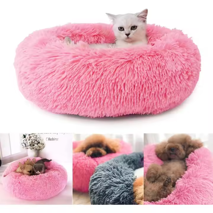 Cama de Felpa para Mascotas Perros Gatos, Cama Calmante Redonda, 50CM - 1