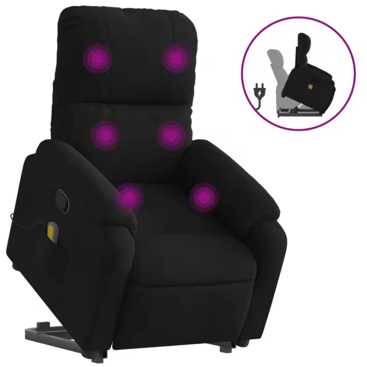 vidaXL Sillón reclinable de masaje elevable tela microfibra Gris claro, Gris oscuro, Negro Sillon Dormitorio Sillon Comodos Silla Relax Sillón Sofá - 1