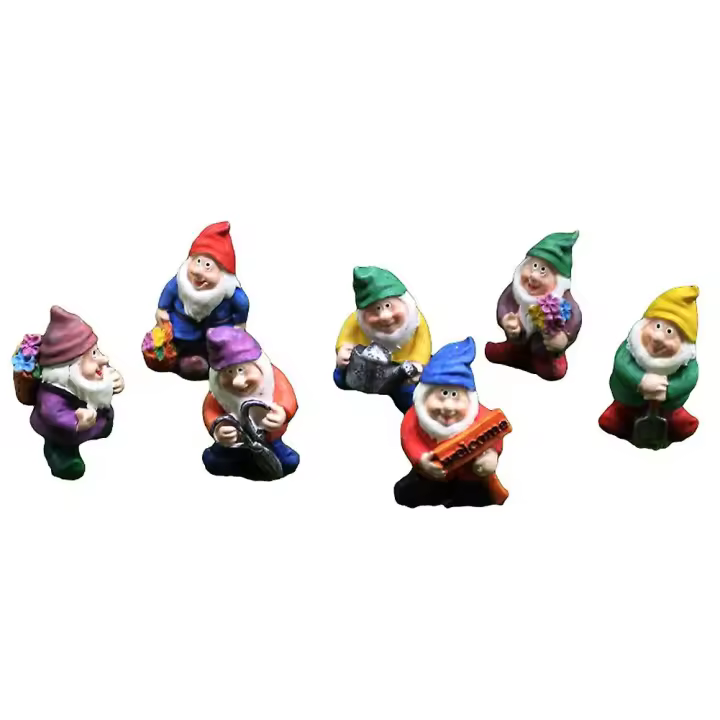 7 Unidades Gnomos Hadas estatuas de Resina mini Jardín estatuas decoración cuento estatuas para Vacaciones Festival - 1